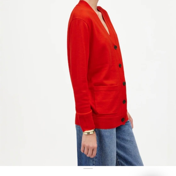 Madewell Red Merino Wool Boyfriend Cardigan NWOT Size S Style NS666 - Picture 2 of 11